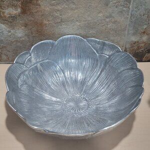 Martha Stewart Metal Aluminum Large Floral Lotus Serving Bowl